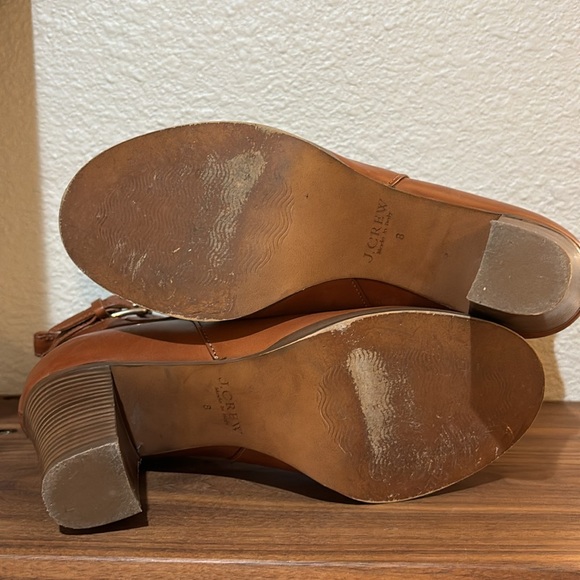 J. Crew Heeled Buckle Strap Ankle Boots Size 8. Caramel/Brown Leather. - Picture 8 of 9